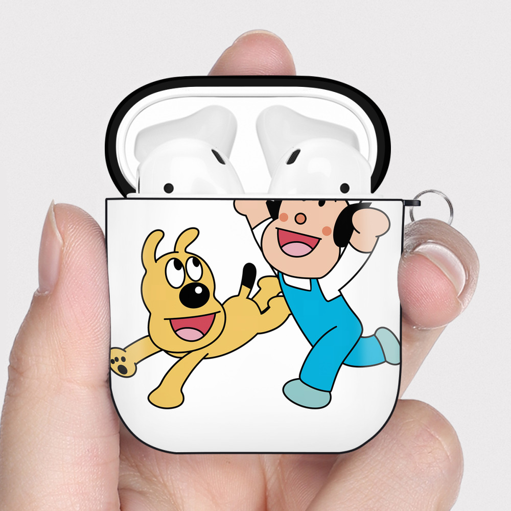 （画像用） アンパンマン Anpanman AirPods 第2世代保護ケース ハードシェル ブラック 耐衝撃・防指紋・カラビナ付き