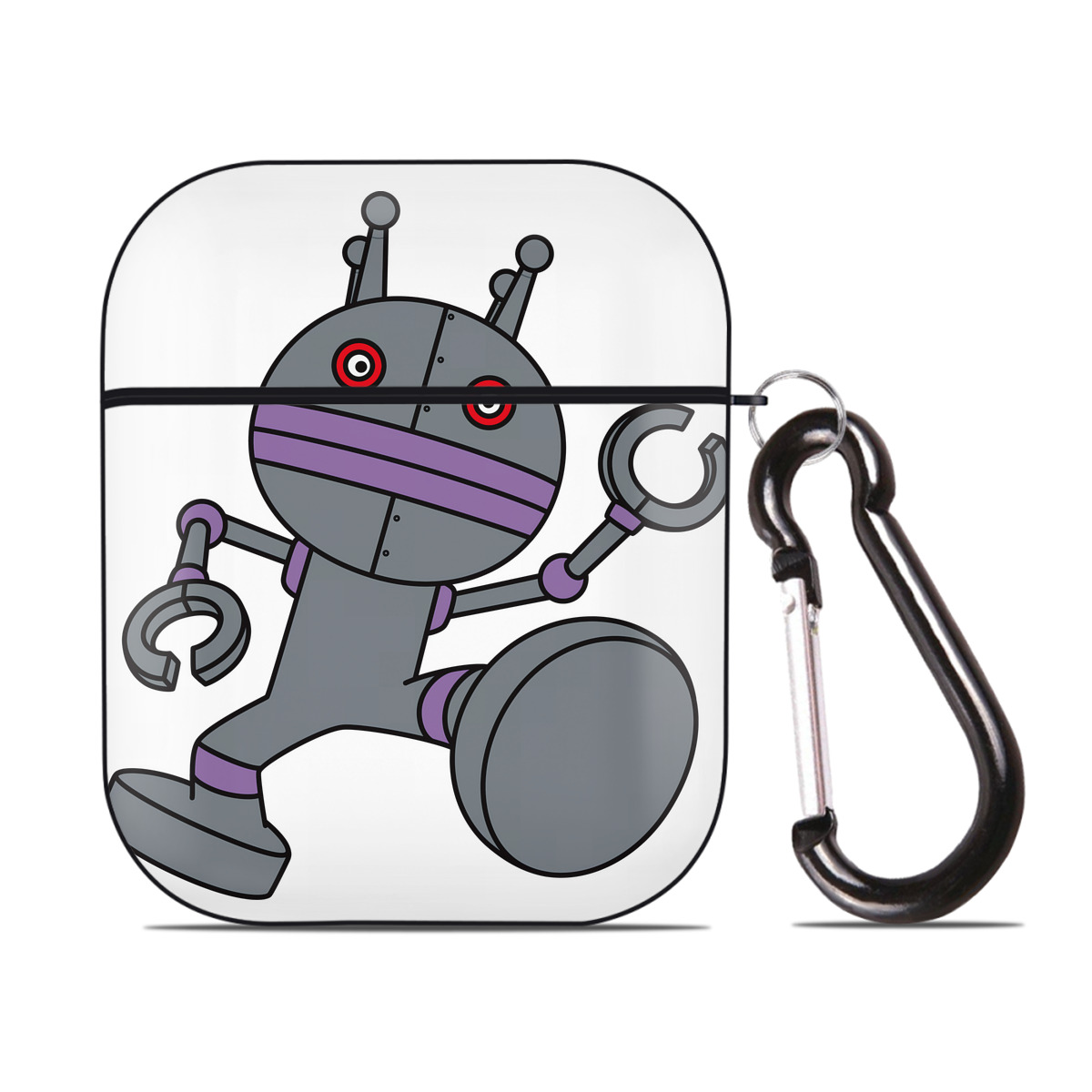 （画像用） アンパンマン Anpanman AirPods 第2世代保護ケース ハードシェル ブラック 耐衝撃・防指紋・カラビナ付き