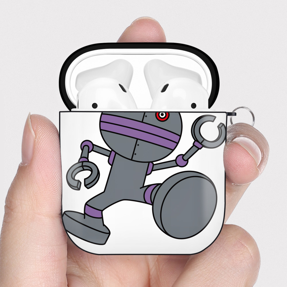 （画像用） アンパンマン Anpanman AirPods 第2世代保護ケース ハードシェル ブラック 耐衝撃・防指紋・カラビナ付き