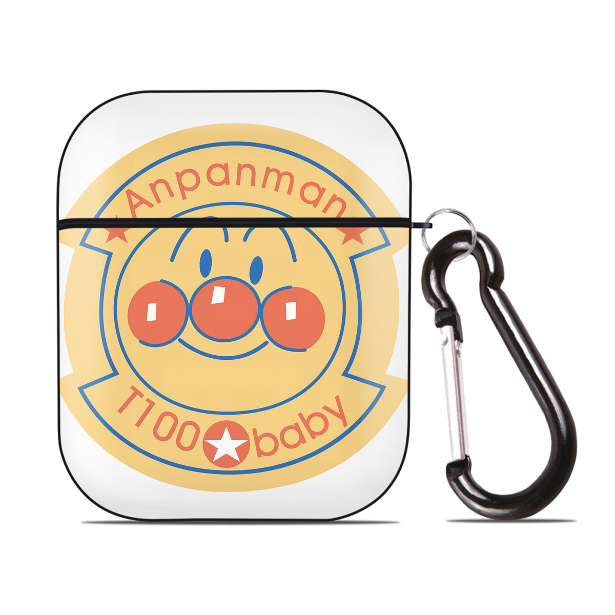 （画像用） アンパンマン Anpanman AirPods 第2世代保護ケース ハードシェル ブラック 耐衝撃・防指紋・カラビナ付き