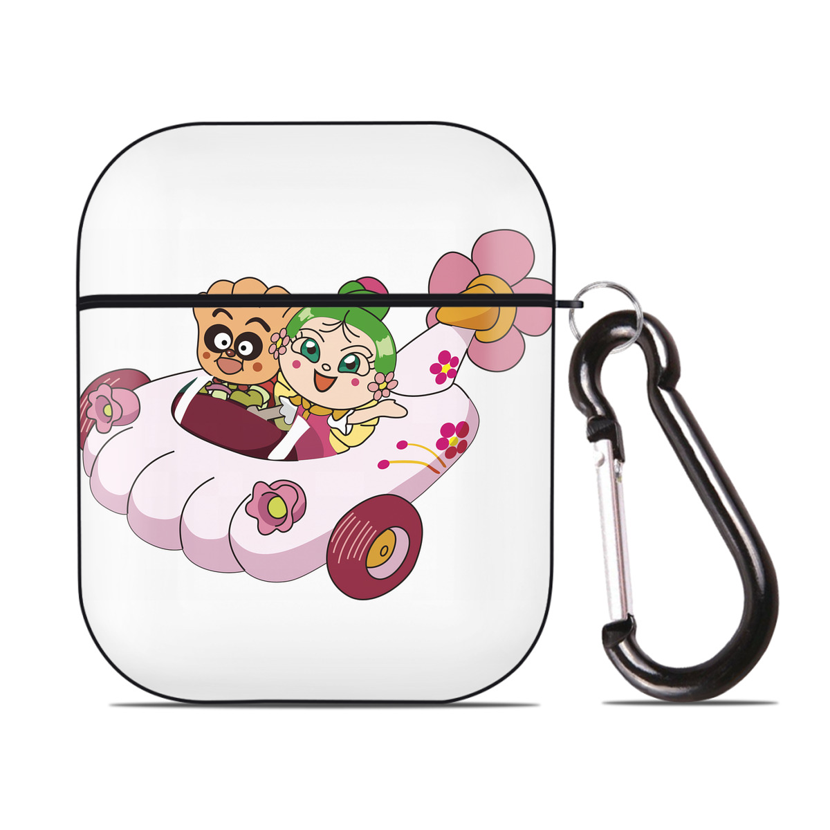 （画像用） アンパンマン Anpanman AirPods 第2世代保護ケース ハードシェル ブラック 耐衝撃・防指紋・カラビナ付き