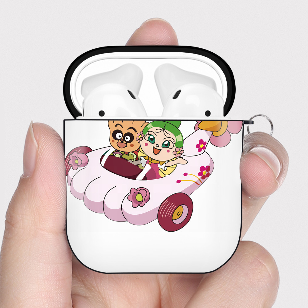 （画像用） アンパンマン Anpanman AirPods 第2世代保護ケース ハードシェル ブラック 耐衝撃・防指紋・カラビナ付き