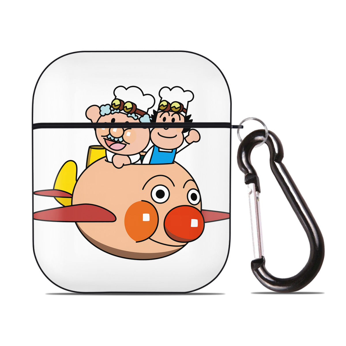 （画像用） アンパンマン Anpanman AirPods 第2世代保護ケース ハードシェル ブラック 耐衝撃・防指紋・カラビナ付き