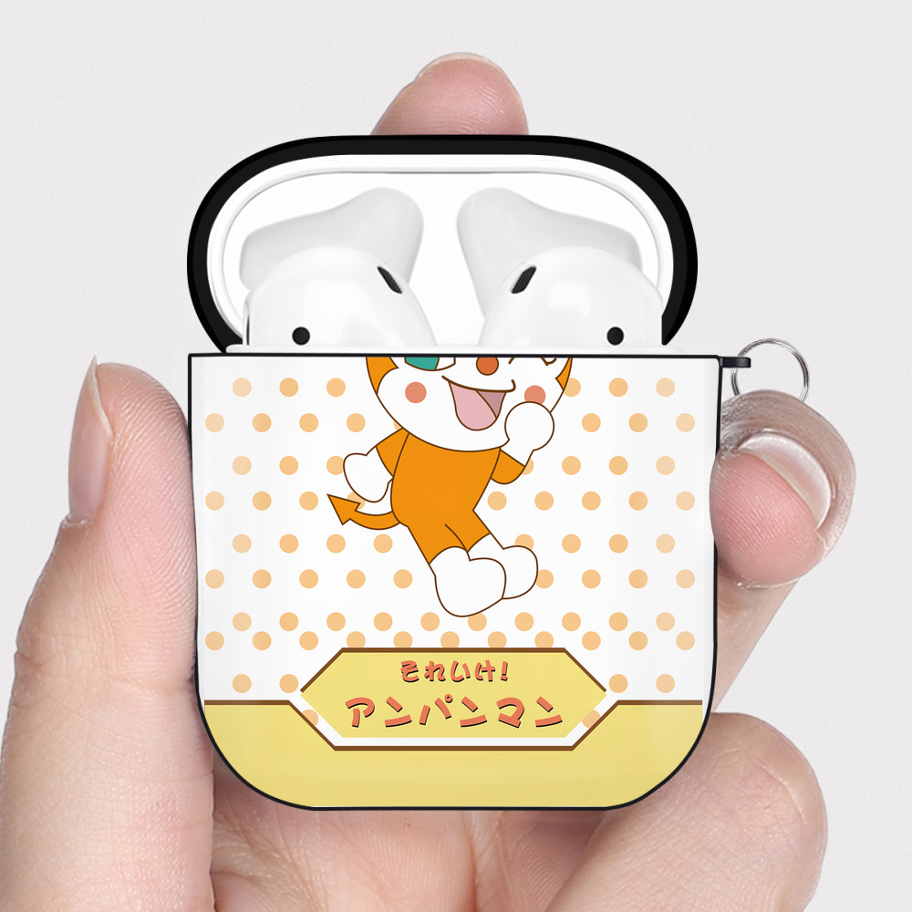 （画像用） アンパンマン Anpanman AirPods 第2世代保護ケース ハードシェル ブラック 耐衝撃・防指紋・カラビナ付き