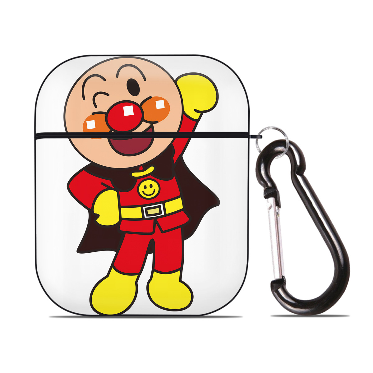 （画像用） アンパンマン Anpanman AirPods 第2世代保護ケース ハードシェル ブラック 耐衝撃・防指紋・カラビナ付き