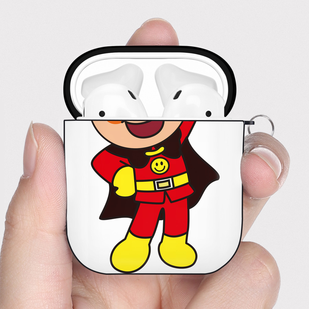 （画像用） アンパンマン Anpanman AirPods 第2世代保護ケース ハードシェル ブラック 耐衝撃・防指紋・カラビナ付き