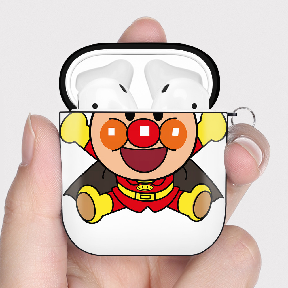 （画像用） アンパンマン Anpanman AirPods 第2世代保護ケース ハードシェル ブラック 耐衝撃・防指紋・カラビナ付き