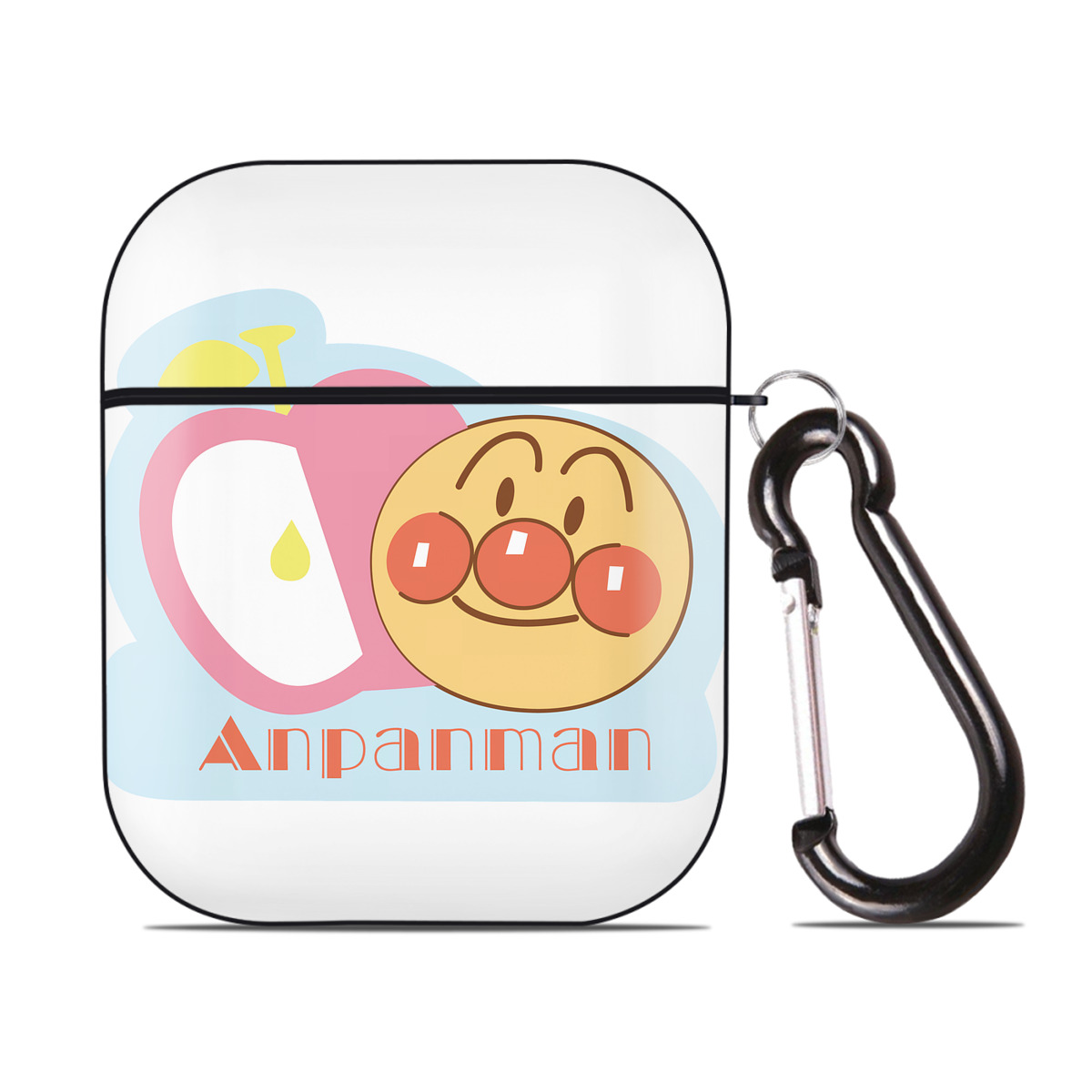 （画像用） アンパンマン Anpanman AirPods 第2世代保護ケース ハードシェル ブラック 耐衝撃・防指紋・カラビナ付き