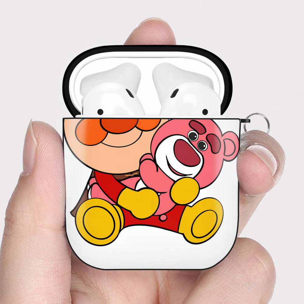 （画像用） アンパンマン Anpanman AirPods 第2世代保護ケース ハードシェル ブラック 耐衝撃・防指紋・カラビナ付き