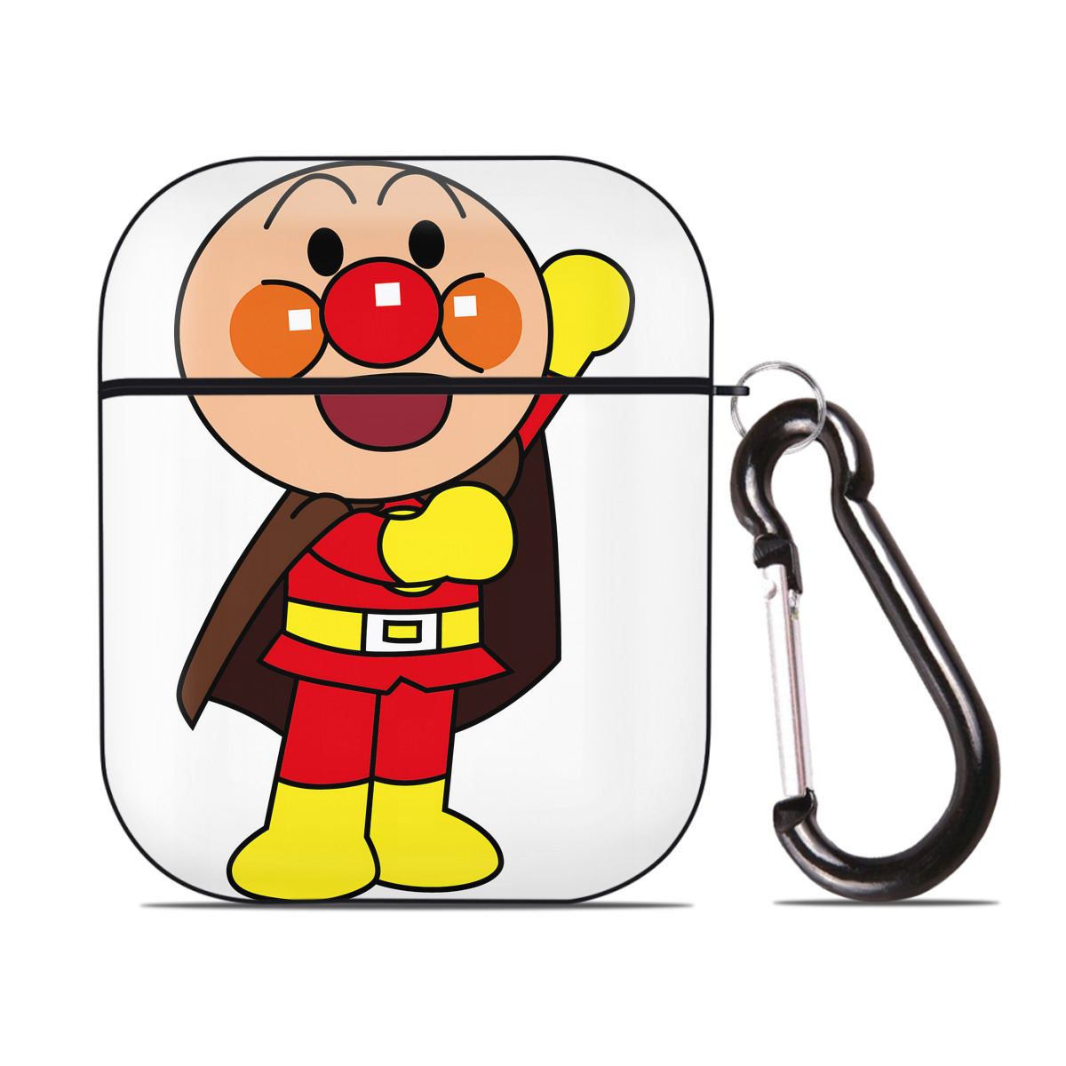 （画像用） アンパンマン Anpanman AirPods 第2世代保護ケース ハードシェル ブラック 耐衝撃・防指紋・カラビナ付き