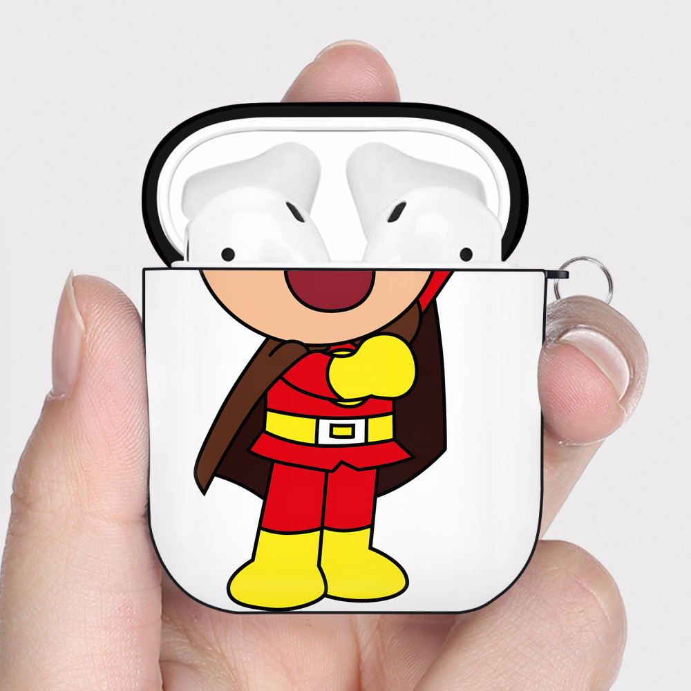 （画像用） アンパンマン Anpanman AirPods 第2世代保護ケース ハードシェル ブラック 耐衝撃・防指紋・カラビナ付き