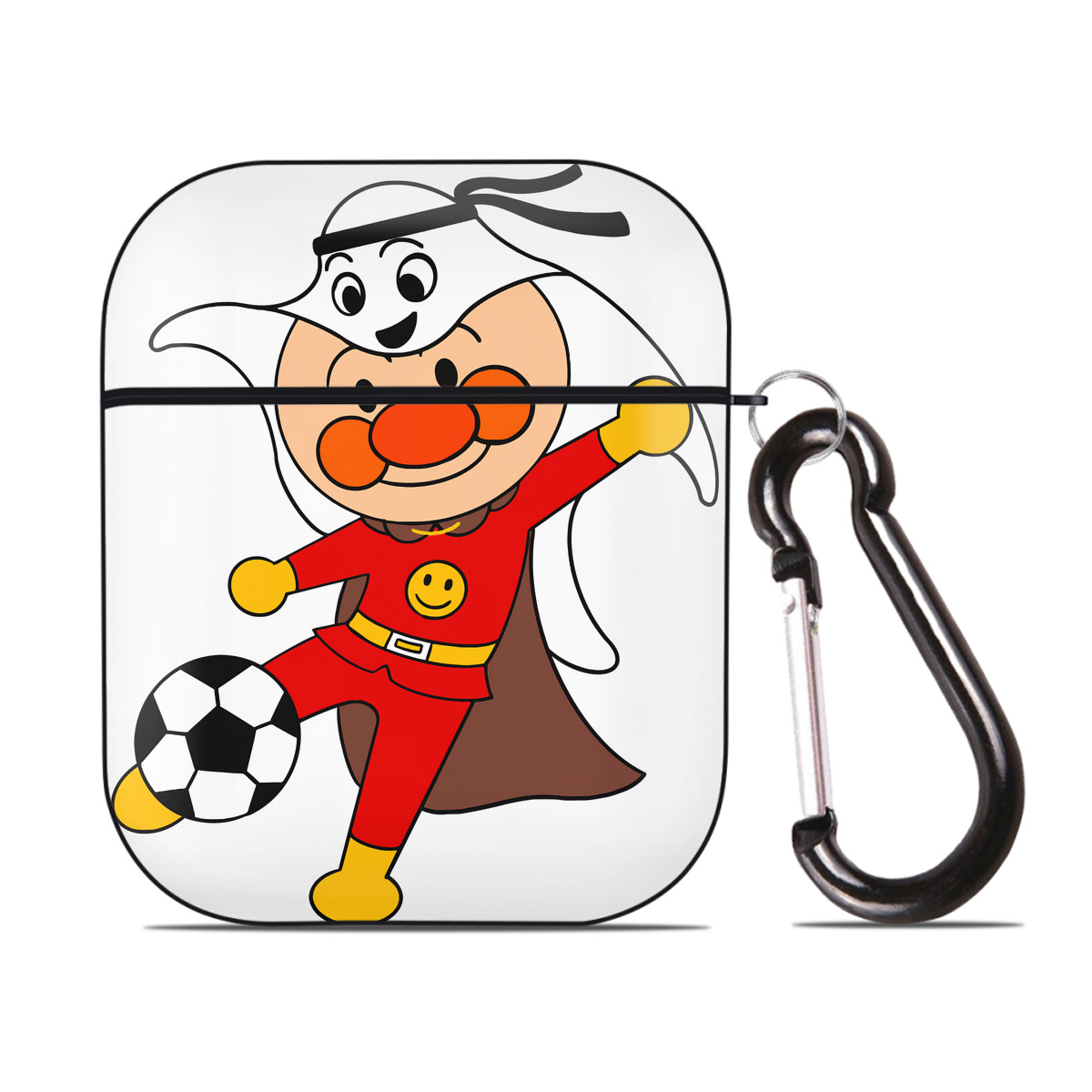 （画像用） アンパンマン Anpanman AirPods 第2世代保護ケース ハードシェル ブラック 耐衝撃・防指紋・カラビナ付き