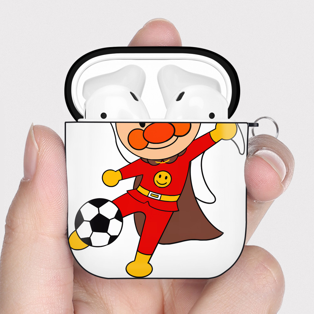 （画像用） アンパンマン Anpanman AirPods 第2世代保護ケース ハードシェル ブラック 耐衝撃・防指紋・カラビナ付き