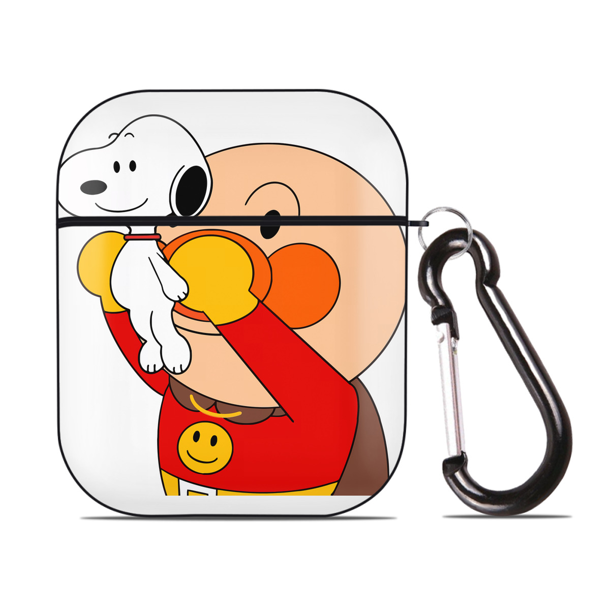 （画像用） アンパンマン Anpanman AirPods 第2世代保護ケース ハードシェル ブラック 耐衝撃・防指紋・カラビナ付き