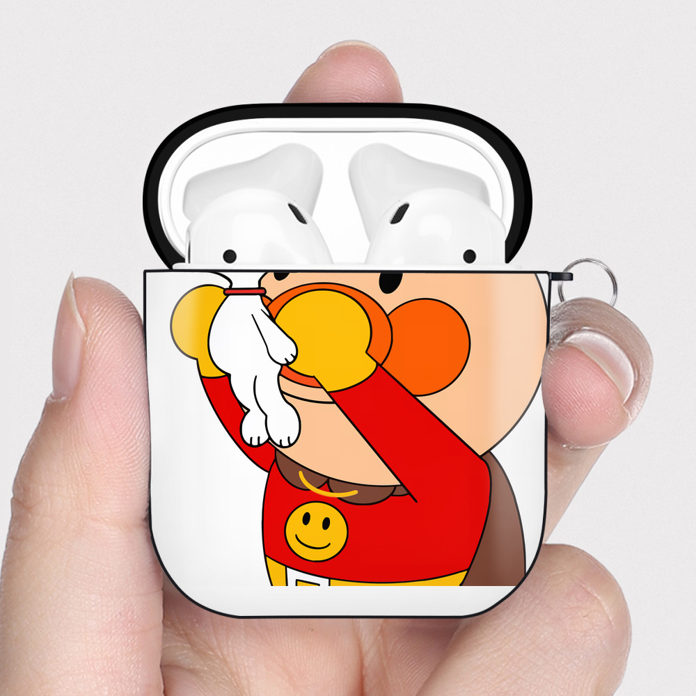 （画像用） アンパンマン Anpanman AirPods 第2世代保護ケース ハードシェル ブラック 耐衝撃・防指紋・カラビナ付き