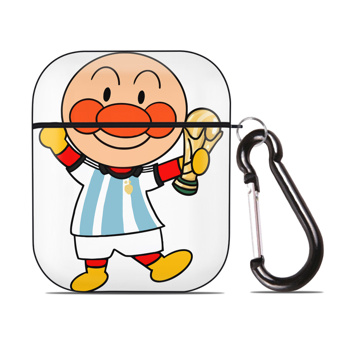 （画像用） アンパンマン Anpanman AirPods 第2世代保護ケース ハードシェル ブラック 耐衝撃・防指紋・カラビナ付き