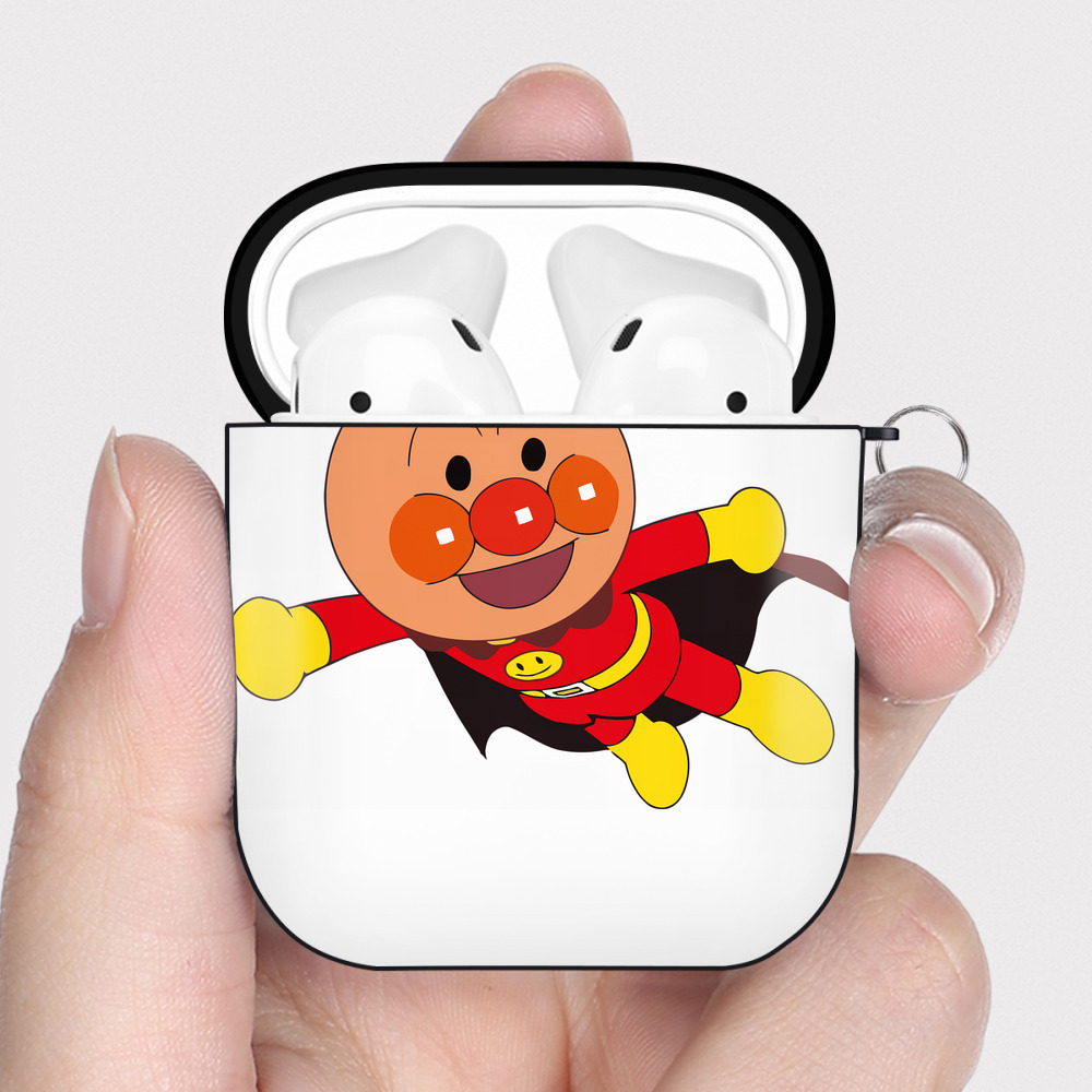 （画像用） アンパンマン Anpanman AirPods 第2世代保護ケース ハードシェル ブラック 耐衝撃・防指紋・カラビナ付き