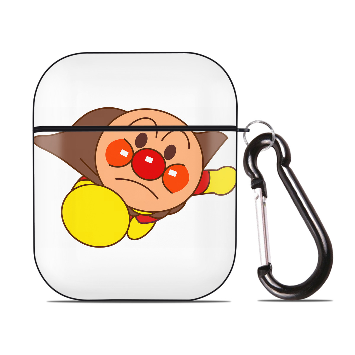 （画像用） アンパンマン Anpanman AirPods 第2世代保護ケース ハードシェル ブラック 耐衝撃・防指紋・カラビナ付き