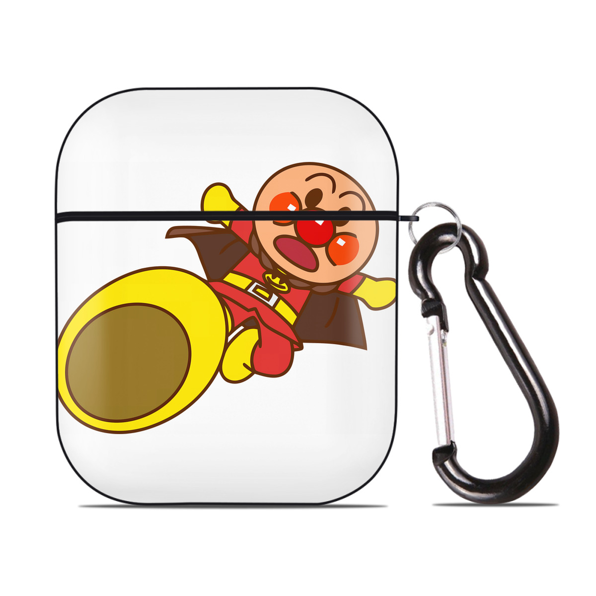 （画像用） アンパンマン Anpanman AirPods 第2世代保護ケース ハードシェル ブラック 耐衝撃・防指紋・カラビナ付き