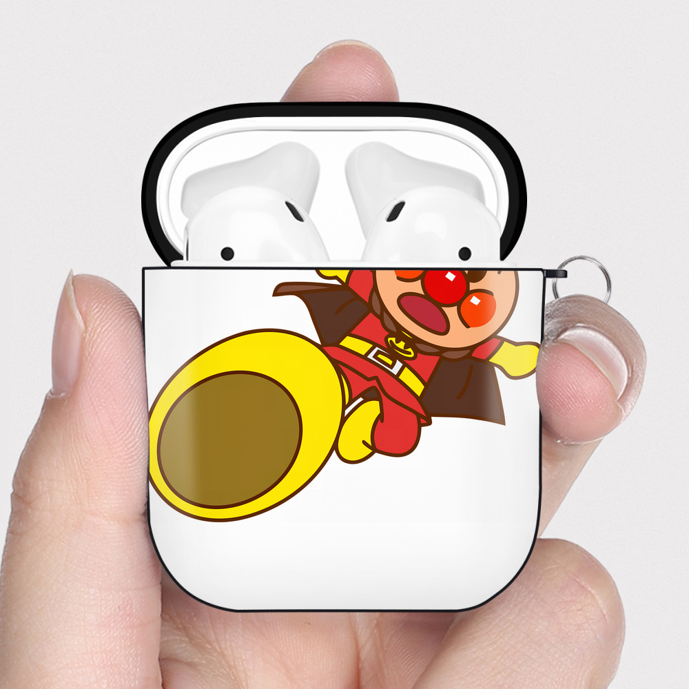 （画像用） アンパンマン Anpanman AirPods 第2世代保護ケース ハードシェル ブラック 耐衝撃・防指紋・カラビナ付き