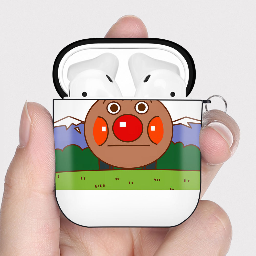 （画像用） アンパンマン Anpanman AirPods 第2世代保護ケース ハードシェル ブラック 耐衝撃・防指紋・カラビナ付き