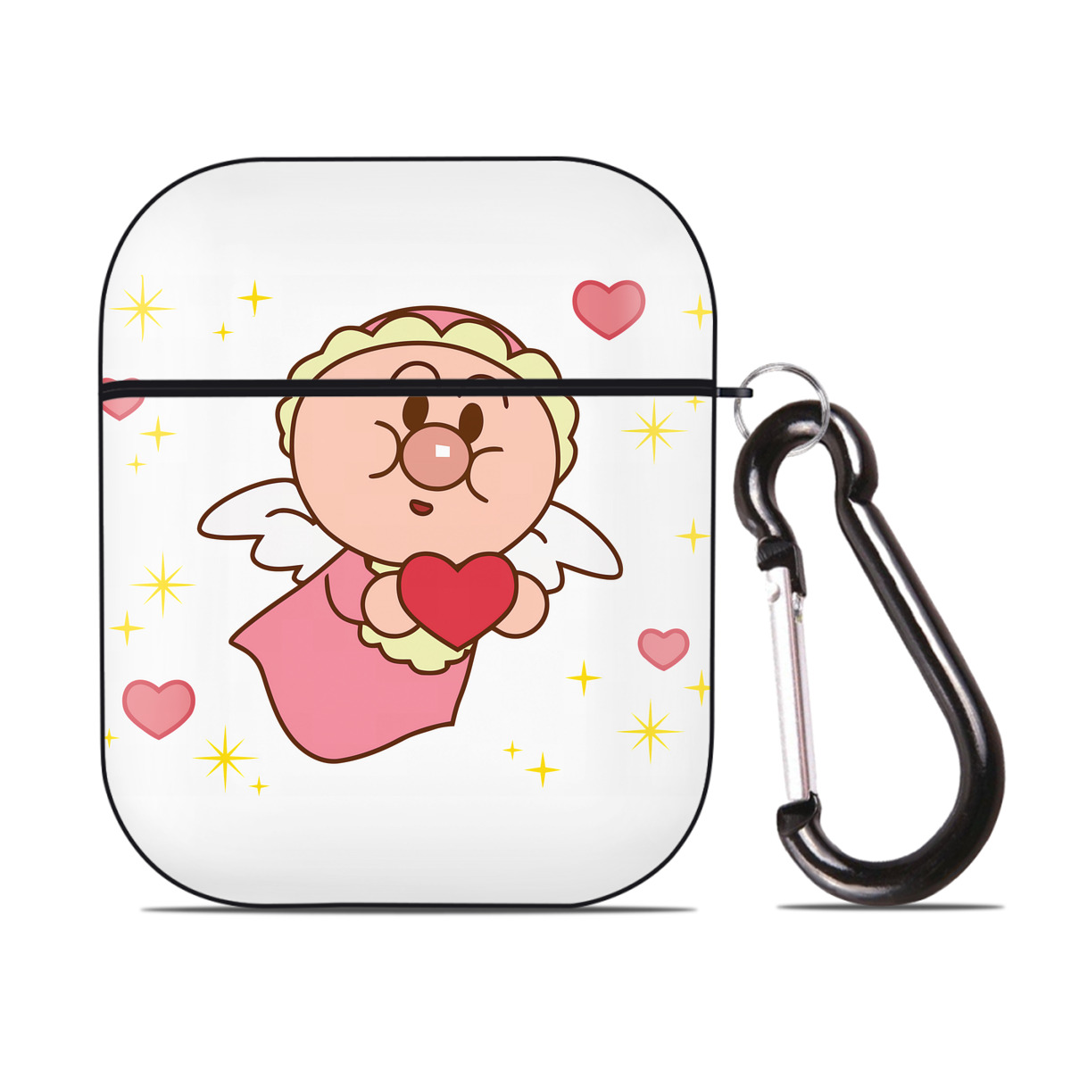 （画像用） アンパンマン Anpanman AirPods 第2世代保護ケース ハードシェル ブラック 耐衝撃・防指紋・カラビナ付き