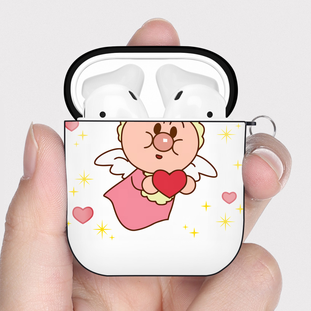 （画像用） アンパンマン Anpanman AirPods 第2世代保護ケース ハードシェル ブラック 耐衝撃・防指紋・カラビナ付き