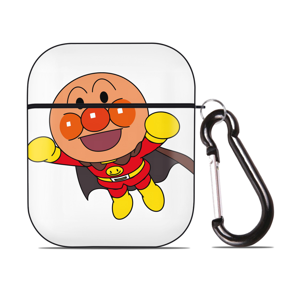 （画像用） アンパンマン Anpanman AirPods 第2世代保護ケース ハードシェル ブラック 耐衝撃・防指紋・カラビナ付き