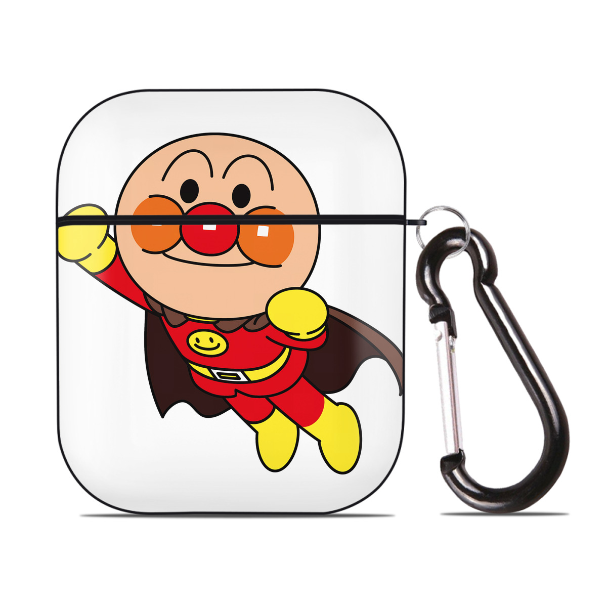 （画像用） アンパンマン Anpanman AirPods 第2世代保護ケース ハードシェル ブラック 耐衝撃・防指紋・カラビナ付き