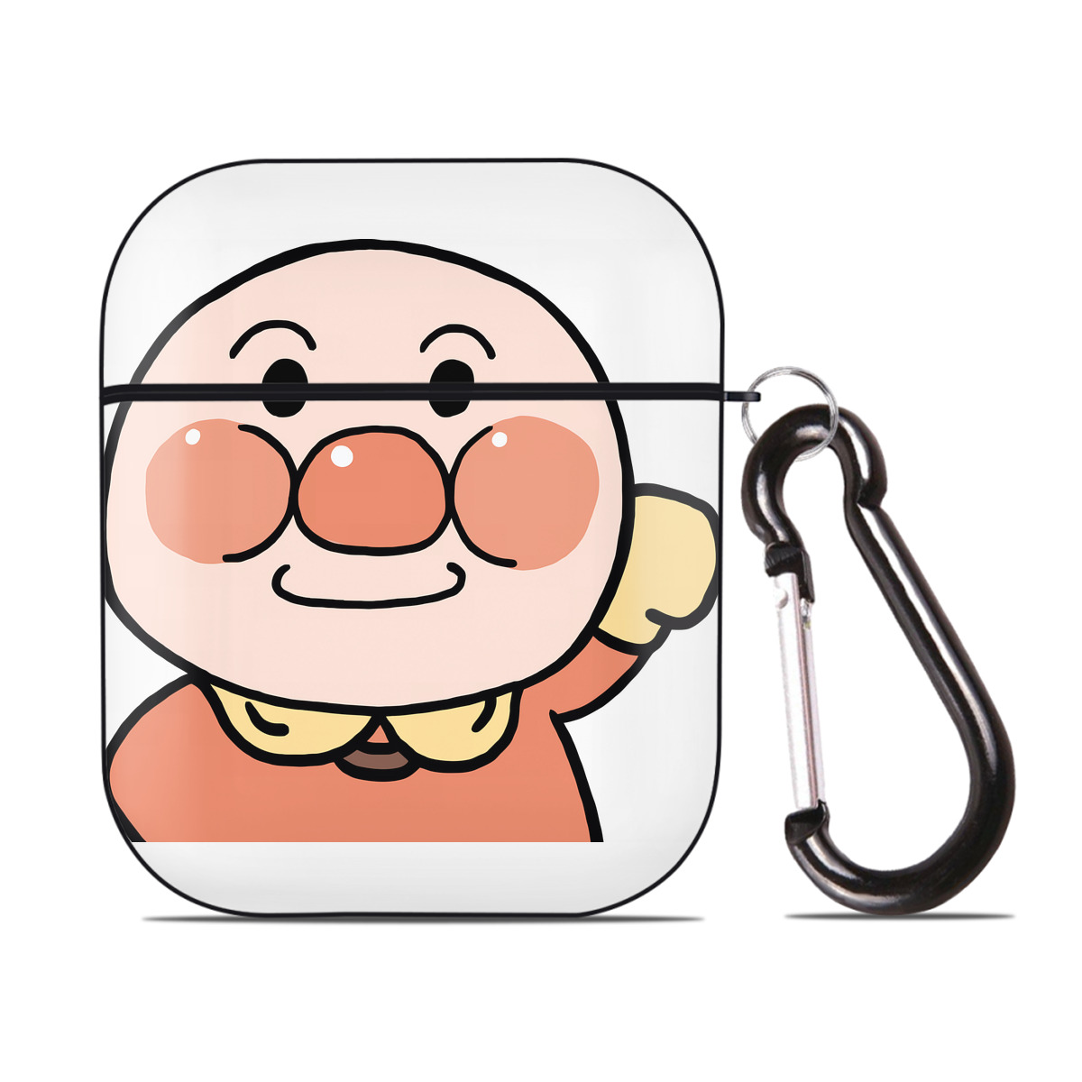 （画像用） アンパンマン Anpanman AirPods 第2世代保護ケース ハードシェル ブラック 耐衝撃・防指紋・カラビナ付き