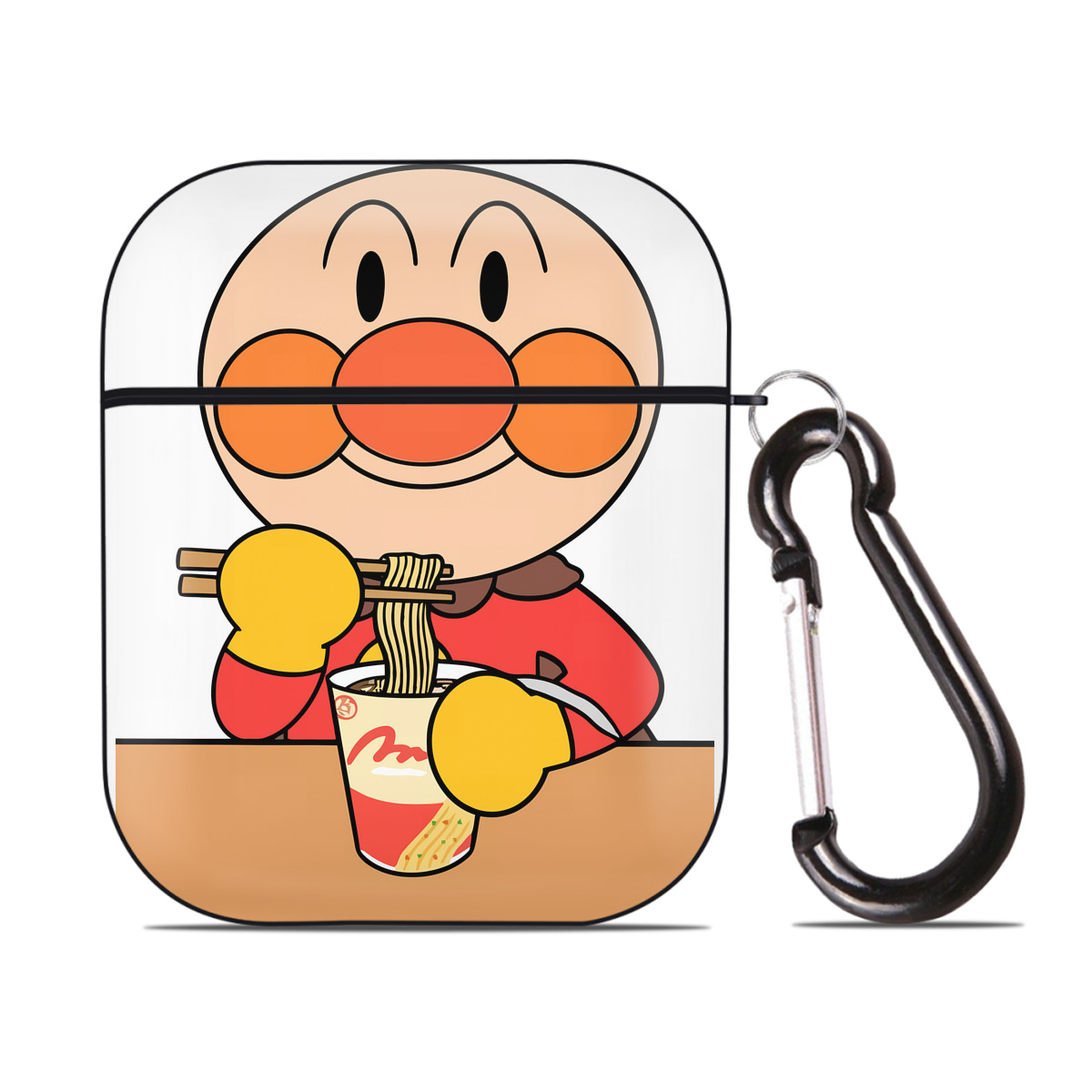 （画像用） アンパンマン Anpanman AirPods 第2世代保護ケース ハードシェル ブラック 耐衝撃・防指紋・カラビナ付き