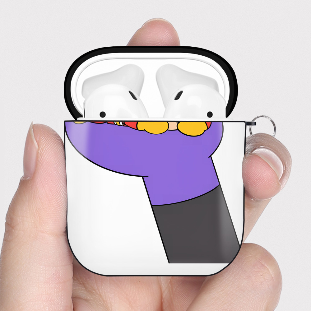 （画像用） アンパンマン Anpanman AirPods 第2世代保護ケース ハードシェル ブラック 耐衝撃・防指紋・カラビナ付き