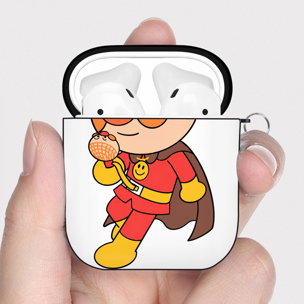 （画像用） アンパンマン Anpanman AirPods 第2世代保護ケース ハードシェル ブラック 耐衝撃・防指紋・カラビナ付き
