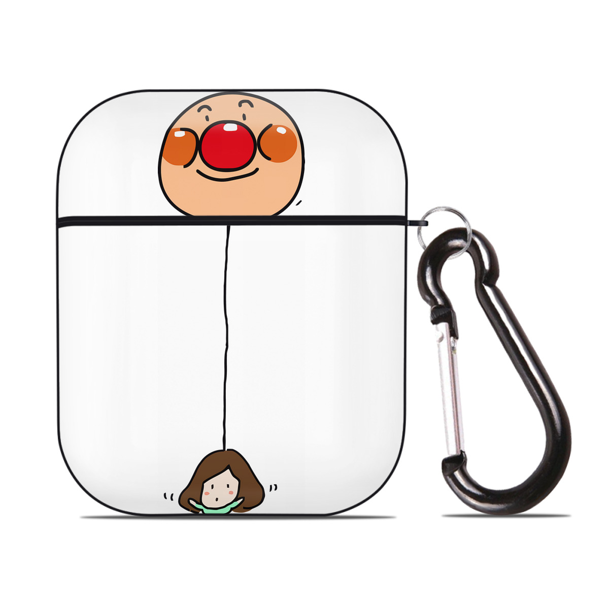 （画像用） アンパンマン Anpanman AirPods 第2世代保護ケース ハードシェル ブラック 耐衝撃・防指紋・カラビナ付き