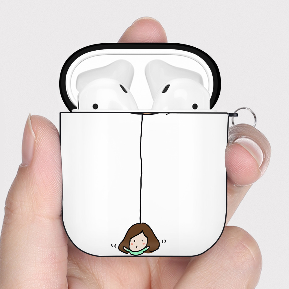（画像用） アンパンマン Anpanman AirPods 第2世代保護ケース ハードシェル ブラック 耐衝撃・防指紋・カラビナ付き