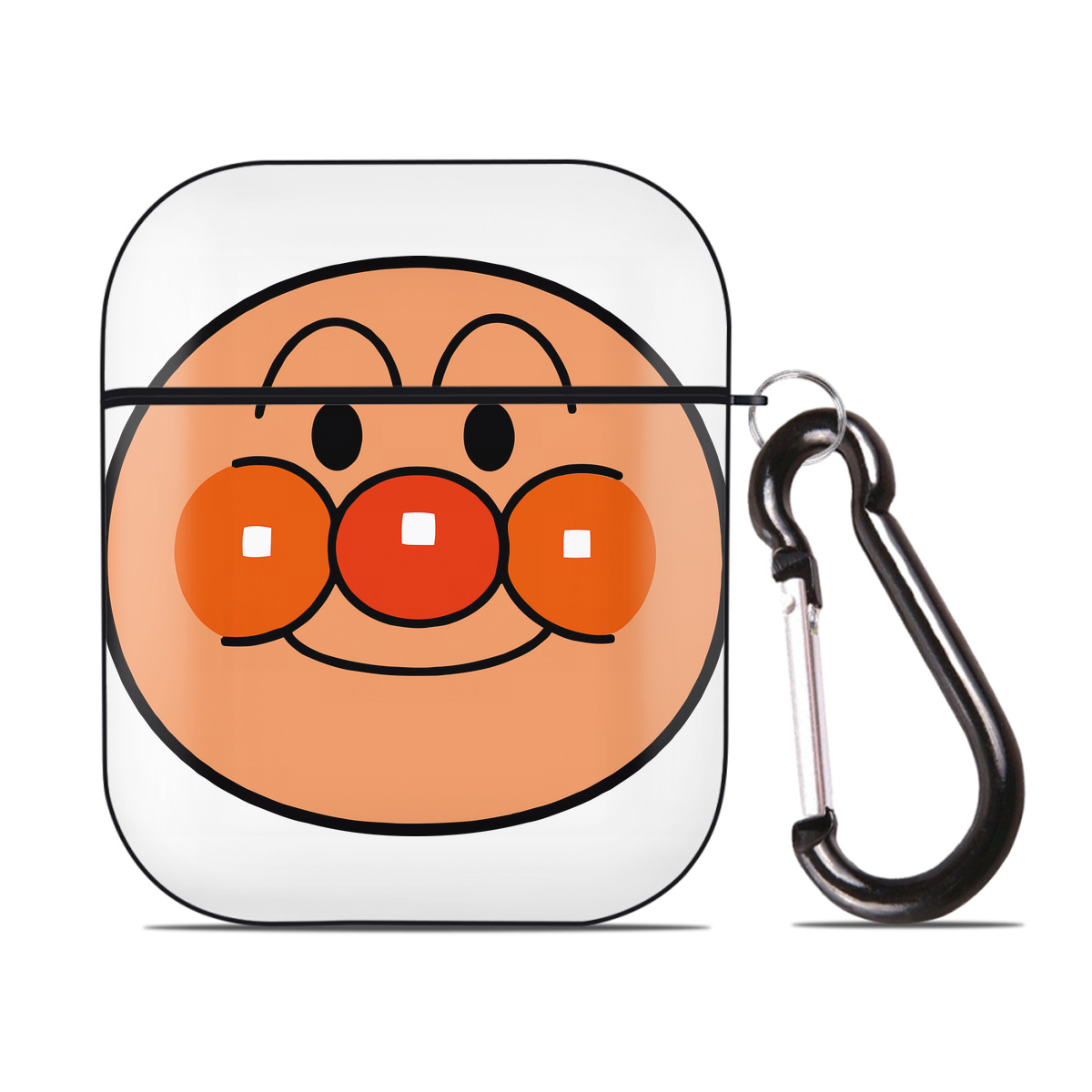 （画像用） アンパンマン Anpanman AirPods 第2世代保護ケース ハードシェル ブラック 耐衝撃・防指紋・カラビナ付き