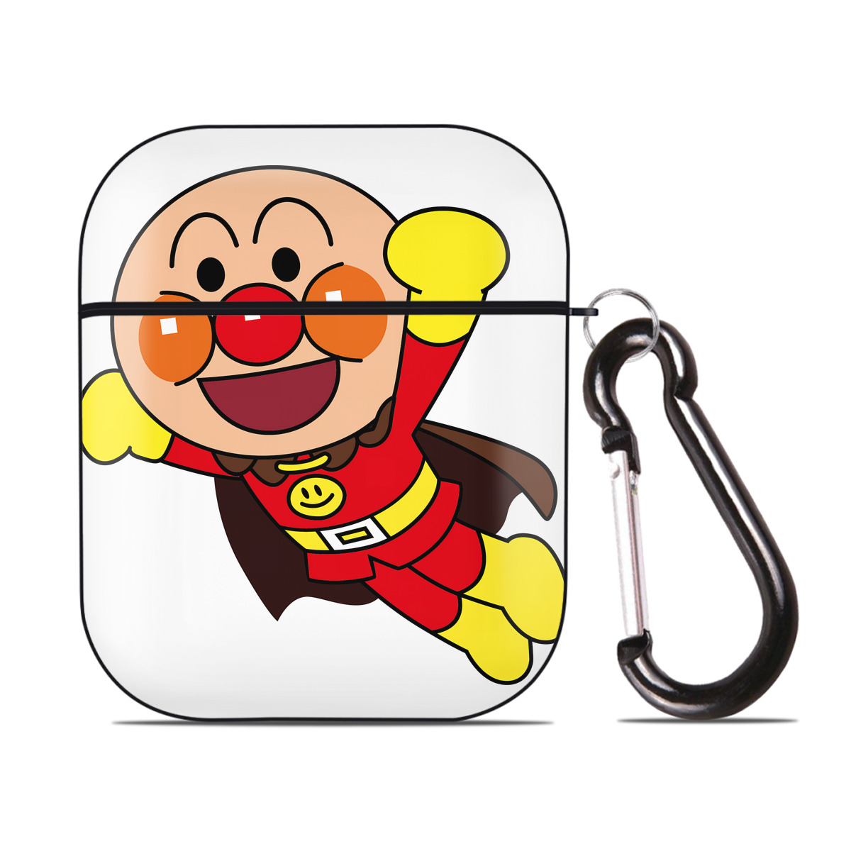 （画像用） アンパンマン Anpanman AirPods 第2世代保護ケース ハードシェル ブラック 耐衝撃・防指紋・カラビナ付き