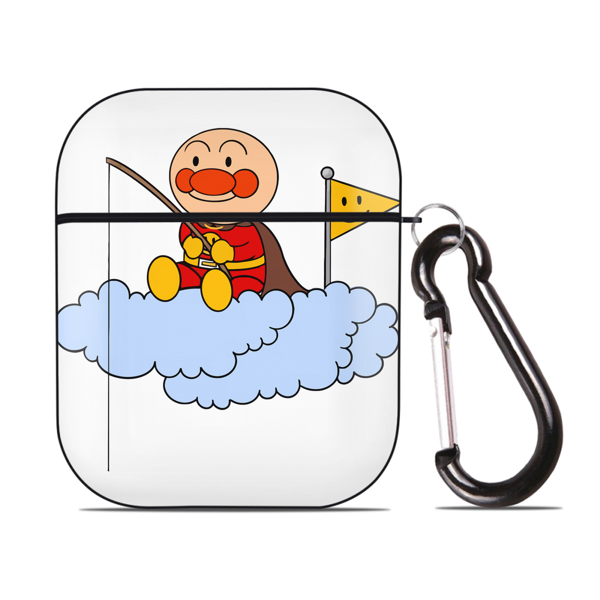 （画像用） アンパンマン Anpanman AirPods 第2世代保護ケース ハードシェル ブラック 耐衝撃・防指紋・カラビナ付き