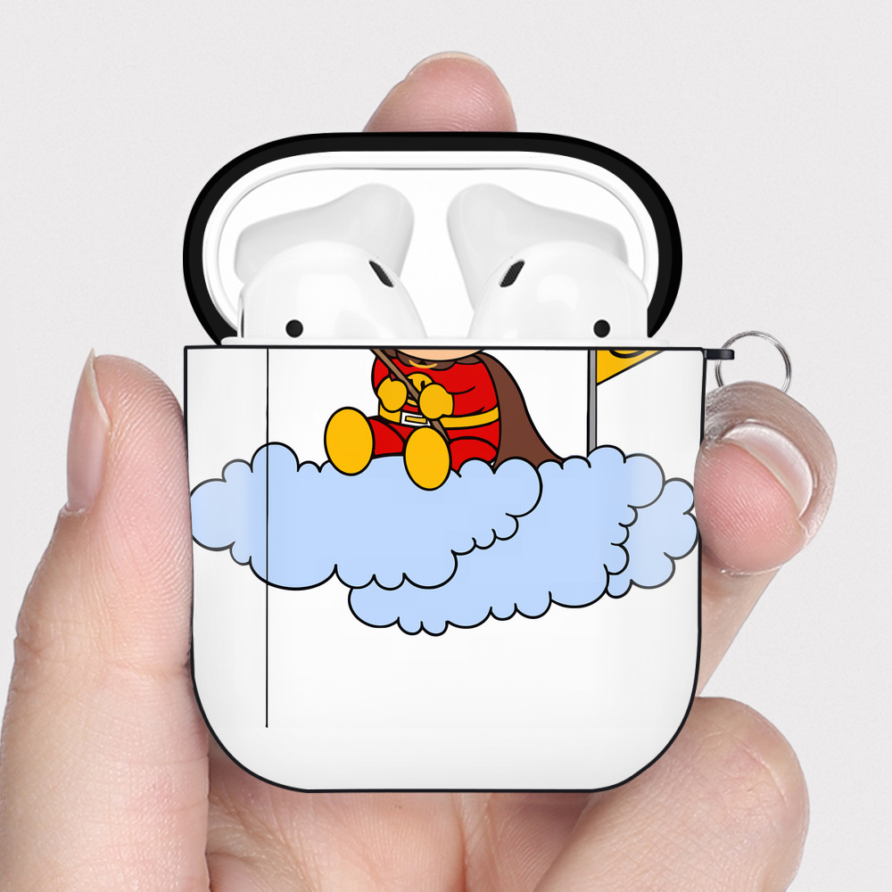 （画像用） アンパンマン Anpanman AirPods 第2世代保護ケース ハードシェル ブラック 耐衝撃・防指紋・カラビナ付き
