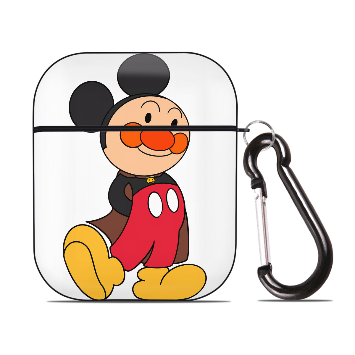 （画像用） アンパンマン Anpanman AirPods 第2世代保護ケース ハードシェル ブラック 耐衝撃・防指紋・カラビナ付き