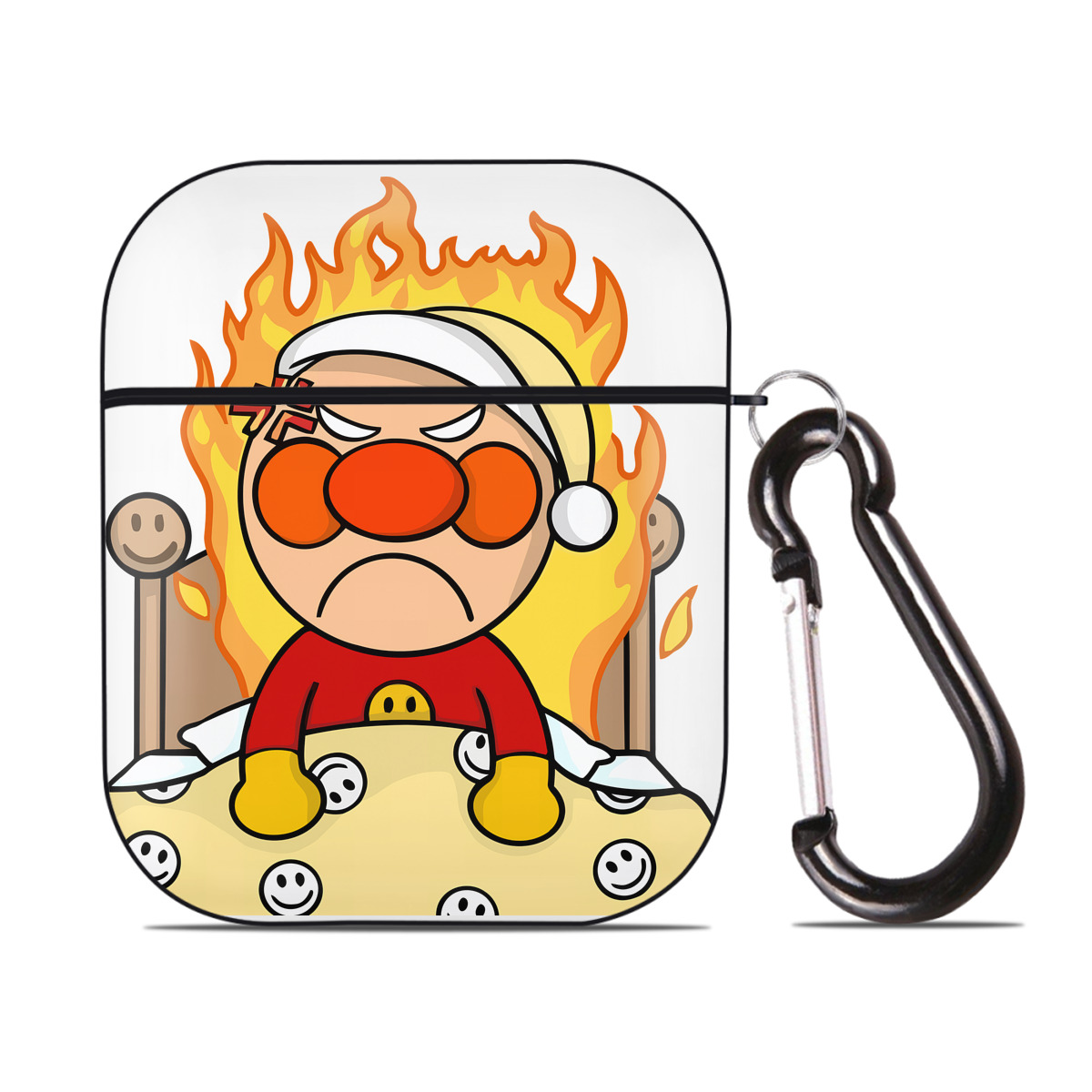 （画像用） アンパンマン Anpanman AirPods 第2世代保護ケース ハードシェル ブラック 耐衝撃・防指紋・カラビナ付き