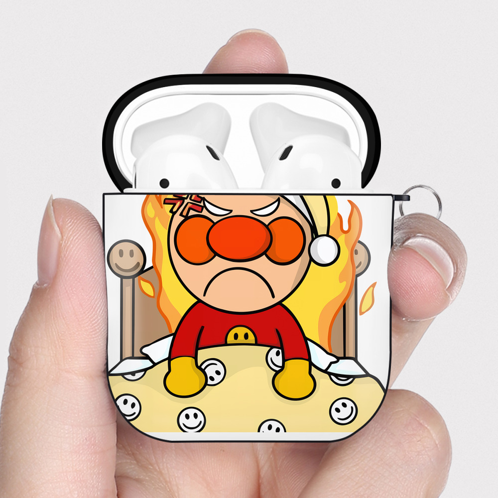（画像用） アンパンマン Anpanman AirPods 第2世代保護ケース ハードシェル ブラック 耐衝撃・防指紋・カラビナ付き