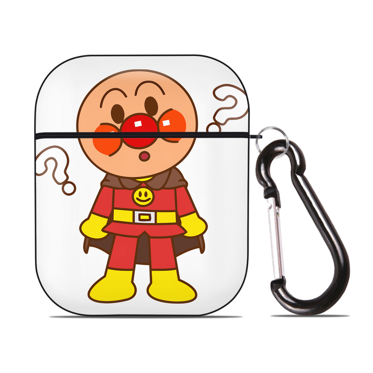 （画像用） アンパンマン Anpanman AirPods 第2世代保護ケース ハードシェル ブラック 耐衝撃・防指紋・カラビナ付き