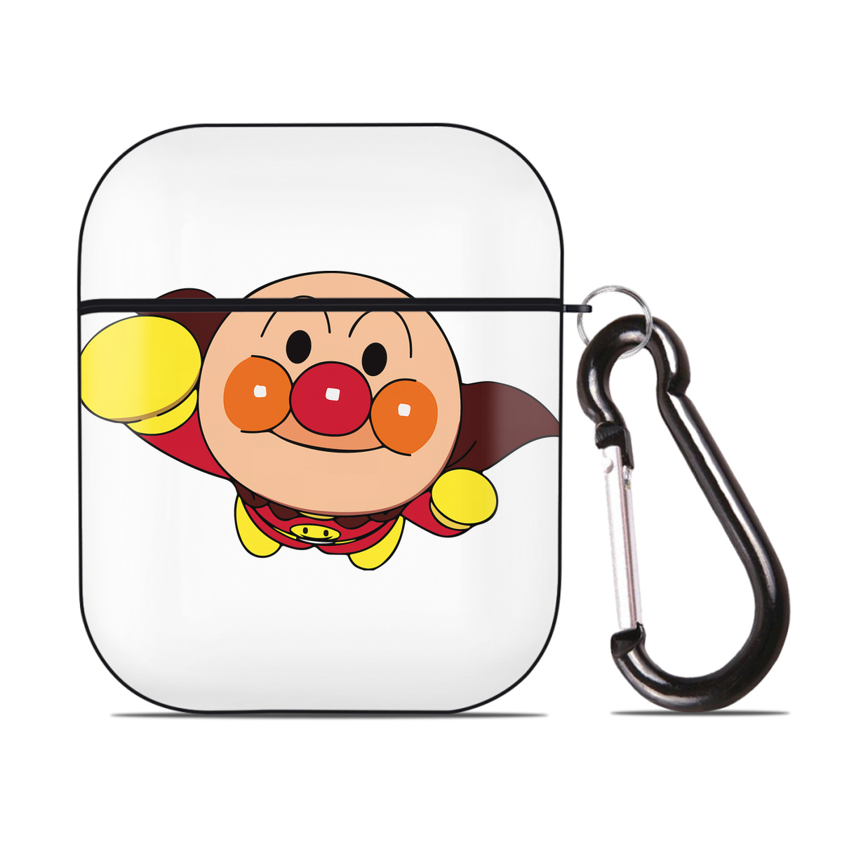（画像用） アンパンマン Anpanman AirPods 第2世代保護ケース ハードシェル ブラック 耐衝撃・防指紋・カラビナ付き