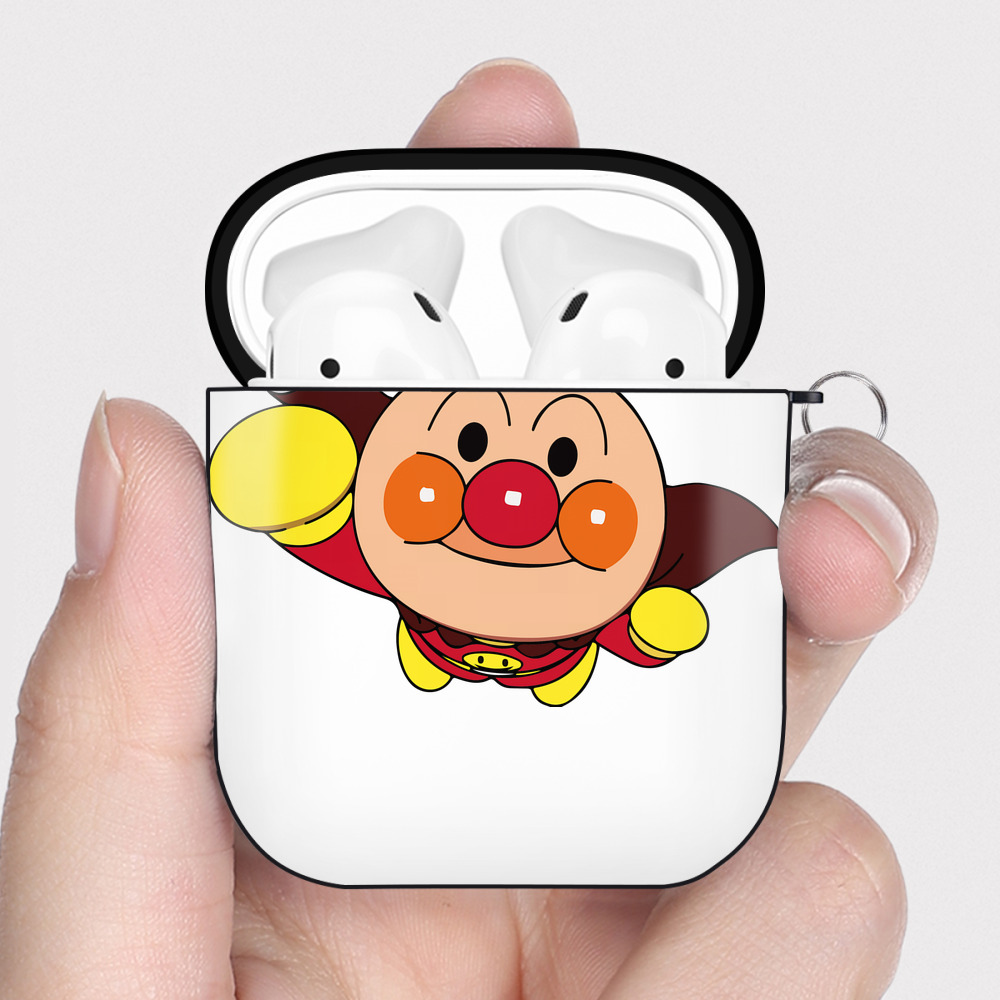 （画像用） アンパンマン Anpanman AirPods 第2世代保護ケース ハードシェル ブラック 耐衝撃・防指紋・カラビナ付き