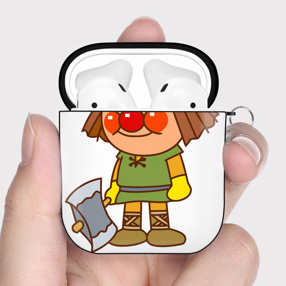 （画像用） アンパンマン Anpanman AirPods 第2世代保護ケース ハードシェル ブラック 耐衝撃・防指紋・カラビナ付き