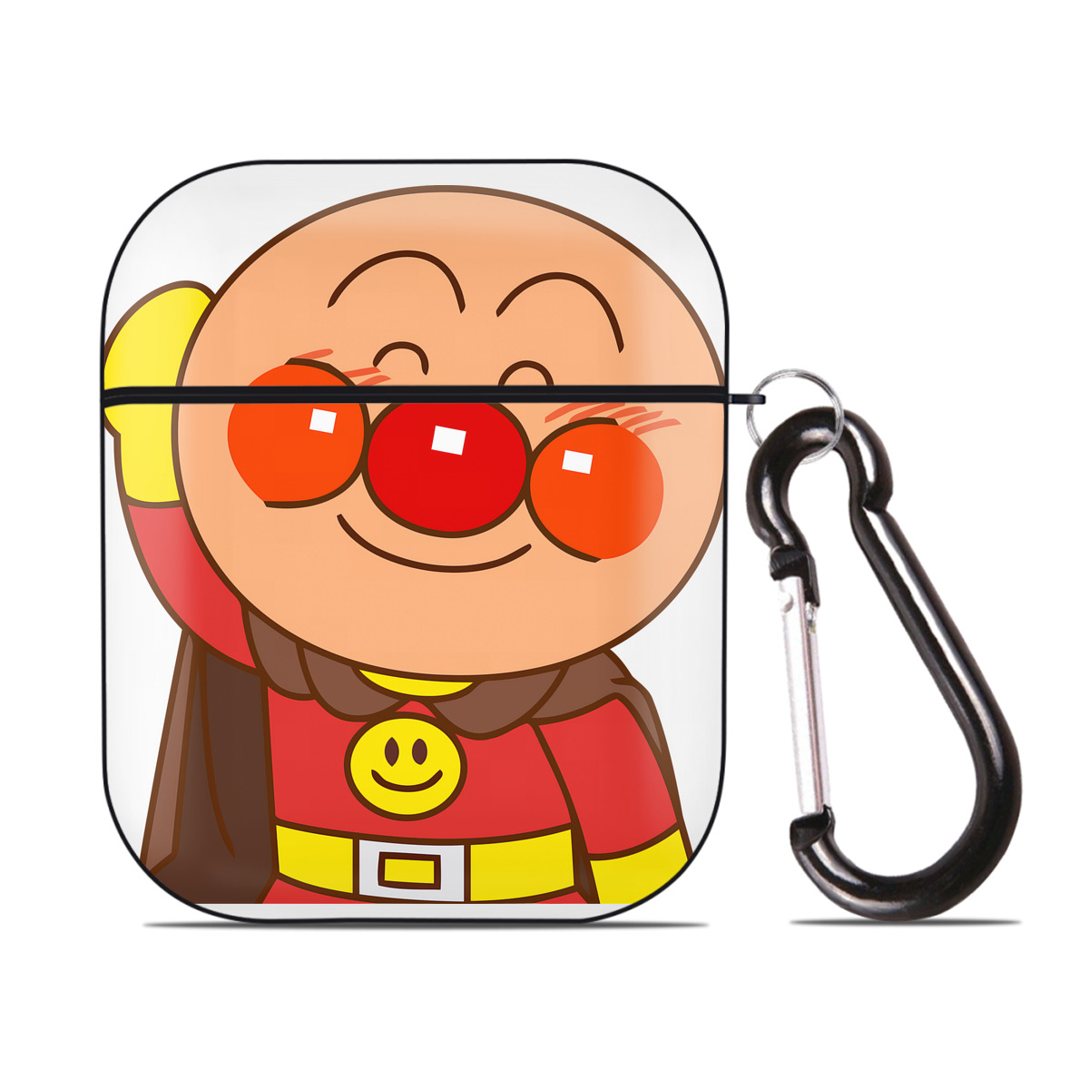 （画像用） アンパンマン Anpanman AirPods 第2世代保護ケース ハードシェル ブラック 耐衝撃・防指紋・カラビナ付き