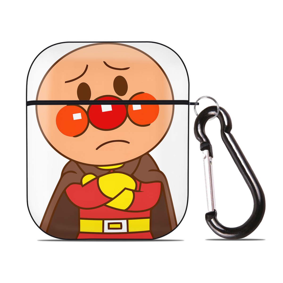 （画像用） アンパンマン Anpanman AirPods 第2世代保護ケース ハードシェル ブラック 耐衝撃・防指紋・カラビナ付き