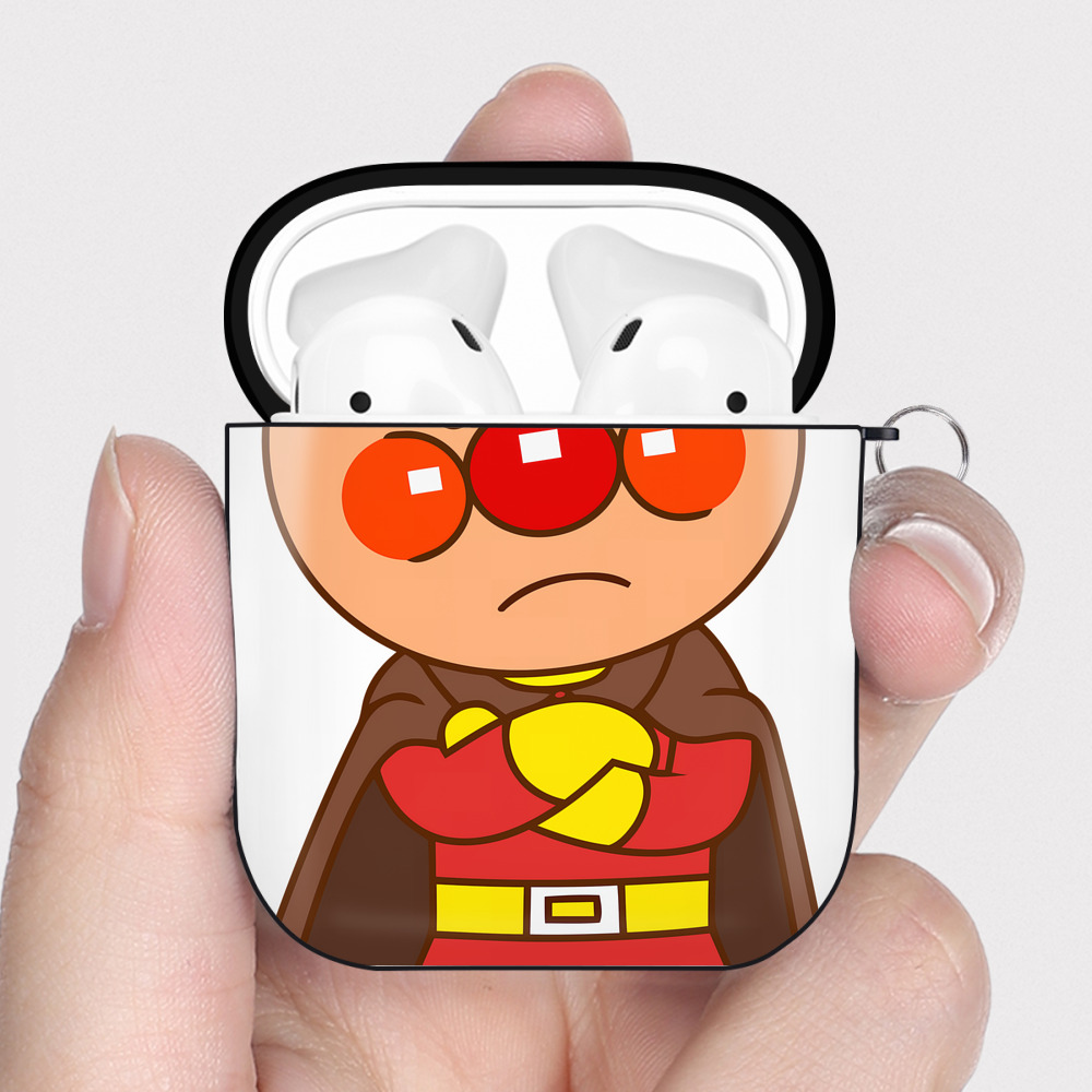 （画像用） アンパンマン Anpanman AirPods 第2世代保護ケース ハードシェル ブラック 耐衝撃・防指紋・カラビナ付き