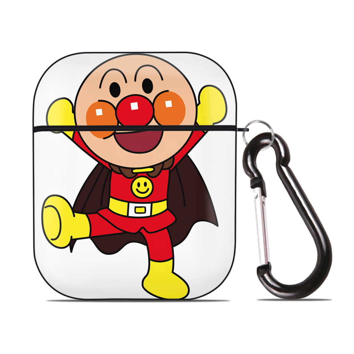 （画像用） アンパンマン Anpanman AirPods 第2世代保護ケース ハードシェル ブラック 耐衝撃・防指紋・カラビナ付き